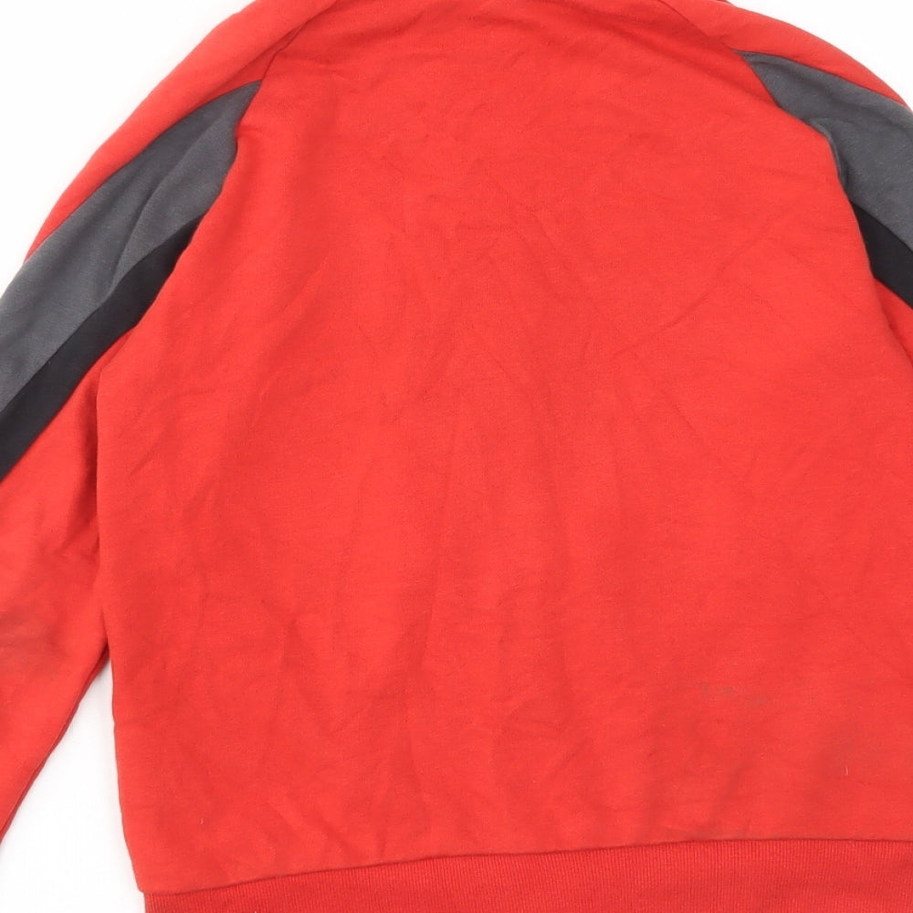 adidas Boys Red Cotton Full Zip Sweatshirt Size 9-10 Years Zip - Logo, Pockets