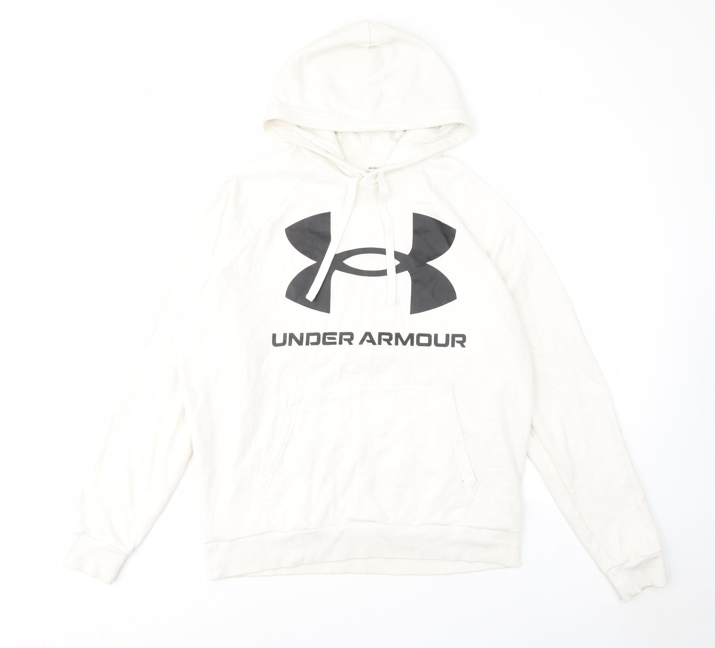 Under armour Mens White Cotton Pullover Hoodie Size L - Logo, Pockets