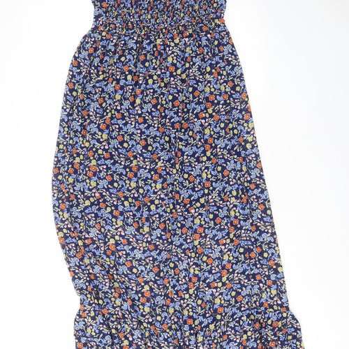 QED London Womens Blue Floral Polyester Maxi Size 6 Sweetheart Pullover - Frill Detail