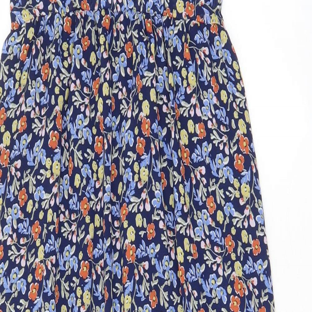 QED London Womens Blue Floral Polyester Maxi Size 6 Sweetheart Pullover - Frill Detail