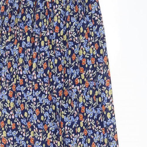 QED London Womens Blue Floral Polyester Maxi Size 6 Sweetheart Pullover - Frill Detail