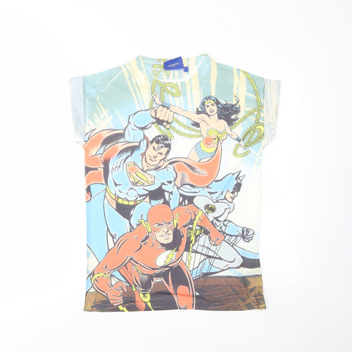 Justice League Womens Multicoloured Polyester Basic T-Shirt Size 6 Crew Neck - Superheroes