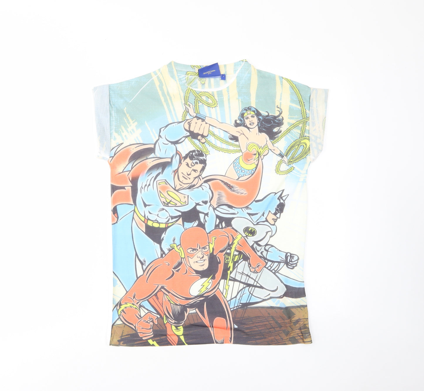 Justice League Womens Multicoloured Polyester Basic T-Shirt Size 6 Crew Neck - Superheroes