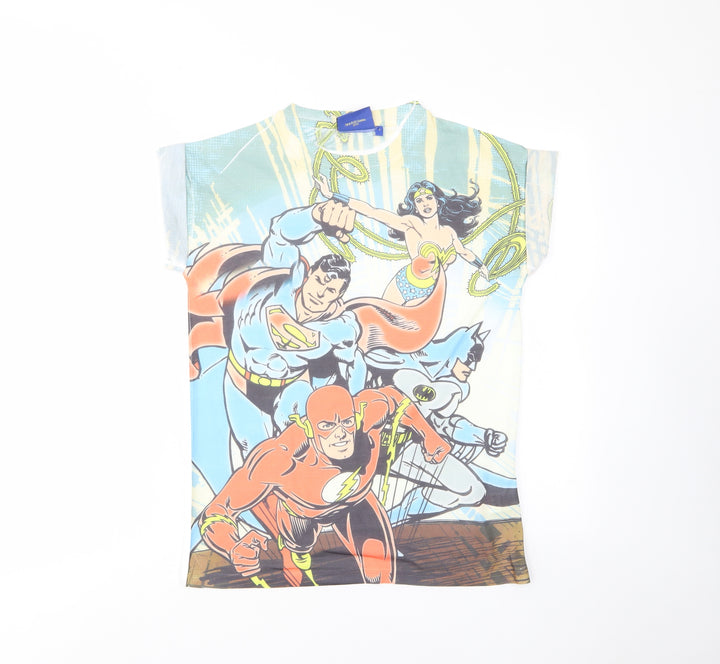 Justice League Womens Multicoloured Polyester Basic T-Shirt Size 6 Crew Neck - Superheroes