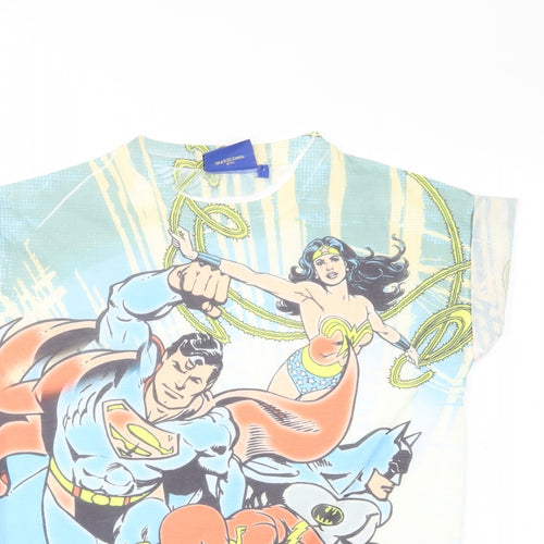 Justice League Womens Multicoloured Polyester Basic T-Shirt Size 6 Crew Neck - Superheroes