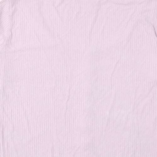 H&M Womens Purple Viscose Basic T-Shirt Size XL Scoop Neck - Stretch, Buttons
