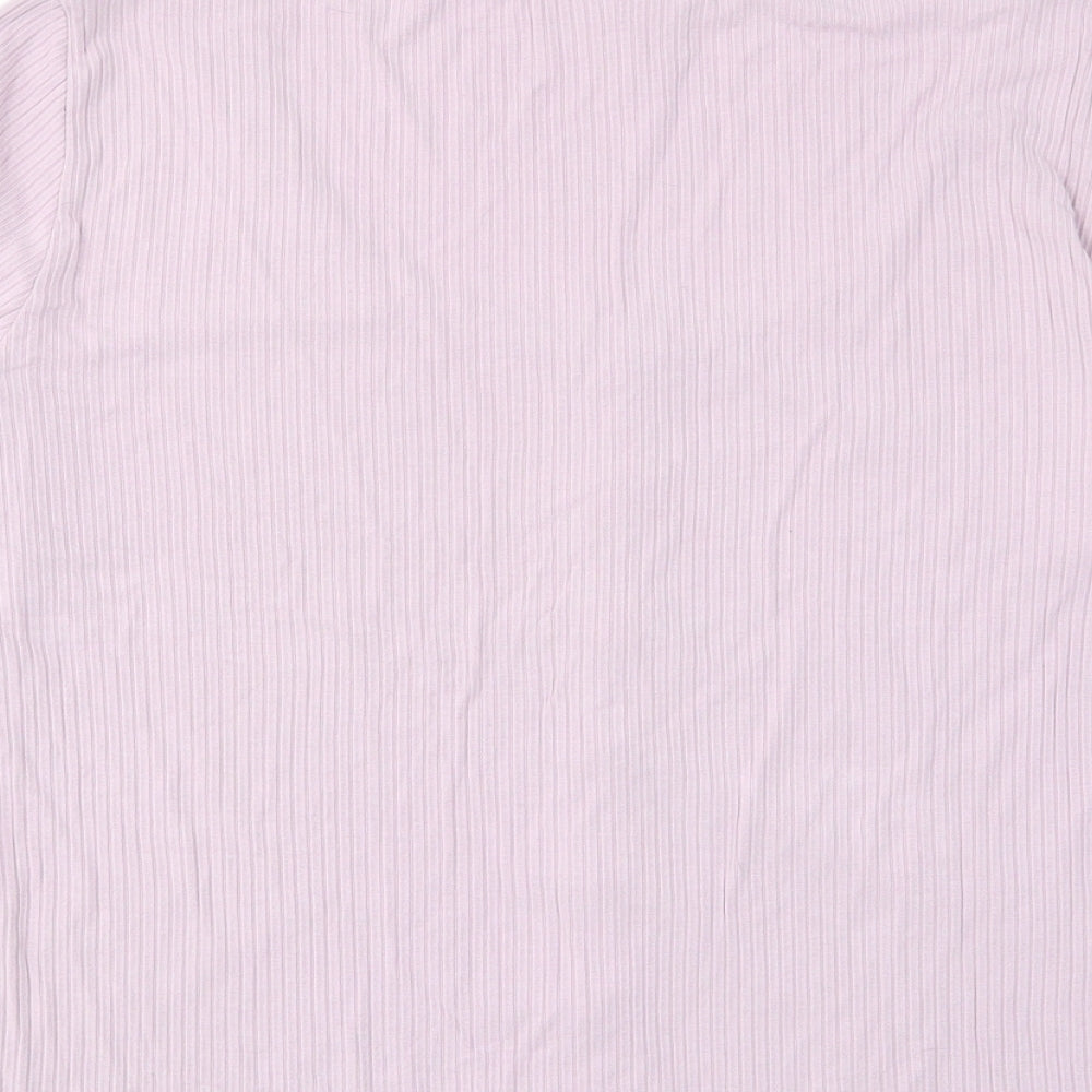 H&M Womens Purple Viscose Basic T-Shirt Size XL Scoop Neck - Stretch, Buttons