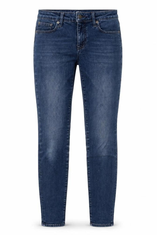 Front view of Gap women’s blue cotton skinny jeans, size UK 4, 29-inch leg regular zip - pockets