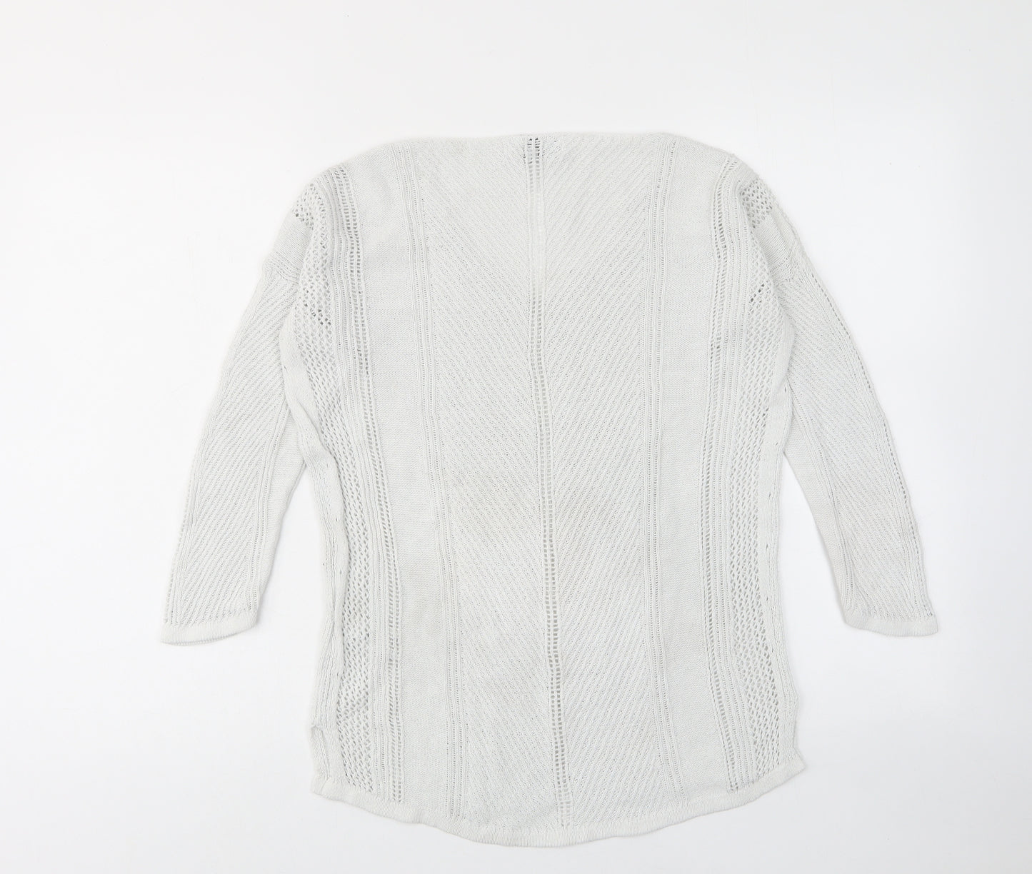 NEXT Womens White V-Neck Cotton Pullover Jumper Size 8