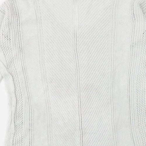 NEXT Womens White V-Neck Cotton Pullover Jumper Size 8