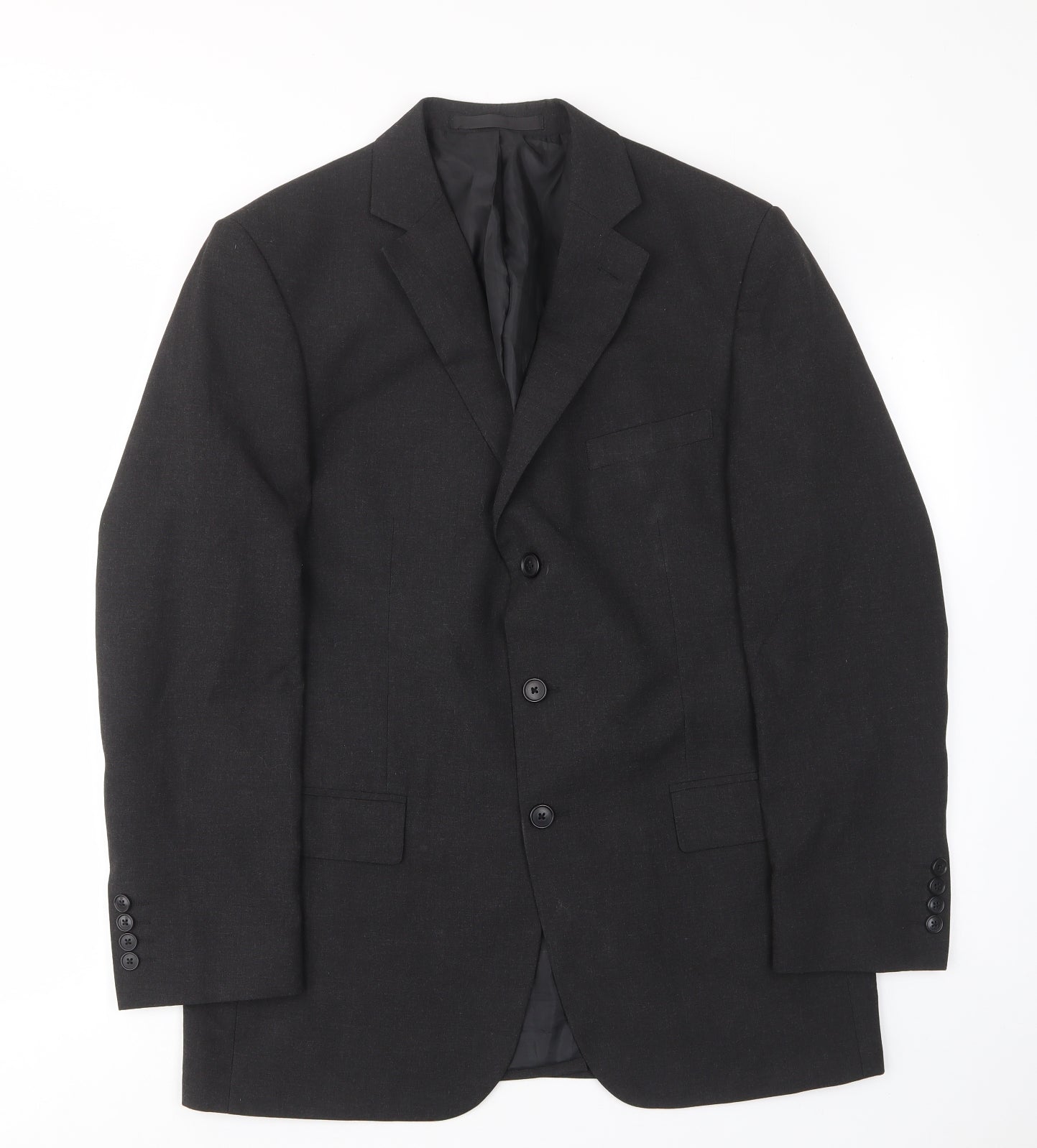 Marks and Spencer Mens Grey Polyester Jacket Suit Jacket Size 40 Regular - Inside pockets, Lined