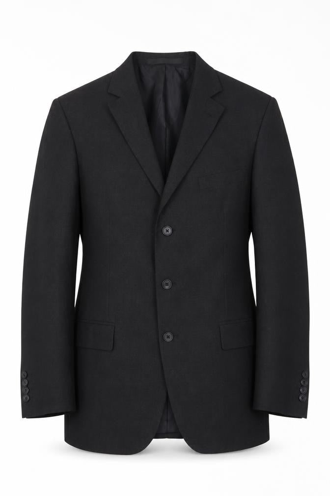 Front view of Marks & Spencer men’s grey polyester jacket suit jacket, size 40, regular - inside pockets, lined