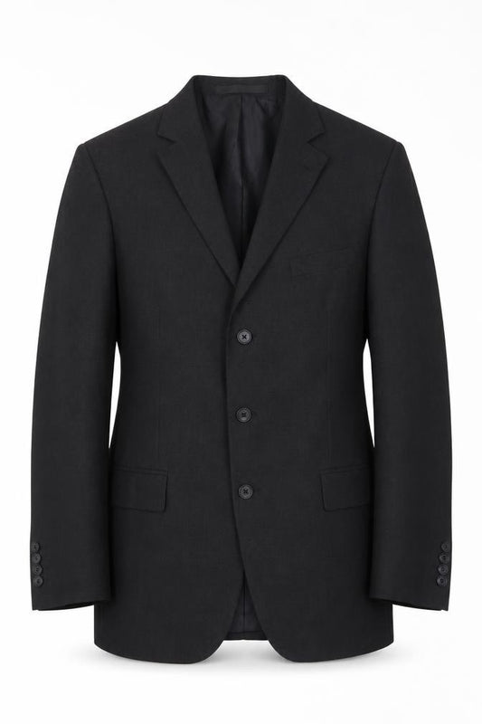 Front view of Marks & Spencer men’s grey polyester jacket suit jacket, size 40, regular - inside pockets, lined