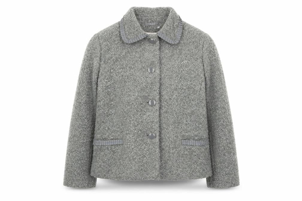 Front view of Classics women’s grey jacket, size UK 14, button - collared, pockets
