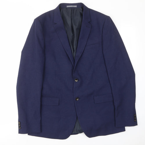 Marks and Spencer Mens Blue Polyester Jacket Suit Jacket Size 42 Regular - Inside pockets