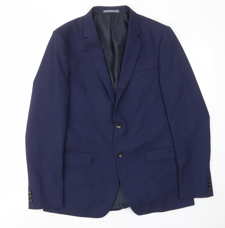 Marks and Spencer Mens Blue Polyester Jacket Suit Jacket Size 42 Regular - Inside pockets
