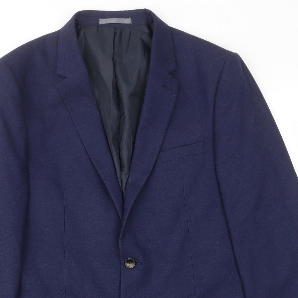 Marks and Spencer Mens Blue Polyester Jacket Suit Jacket Size 42 Regular - Inside pockets