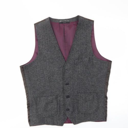 B&W Mens Grey Wool Jacket Suit Waistcoat Size M Regular