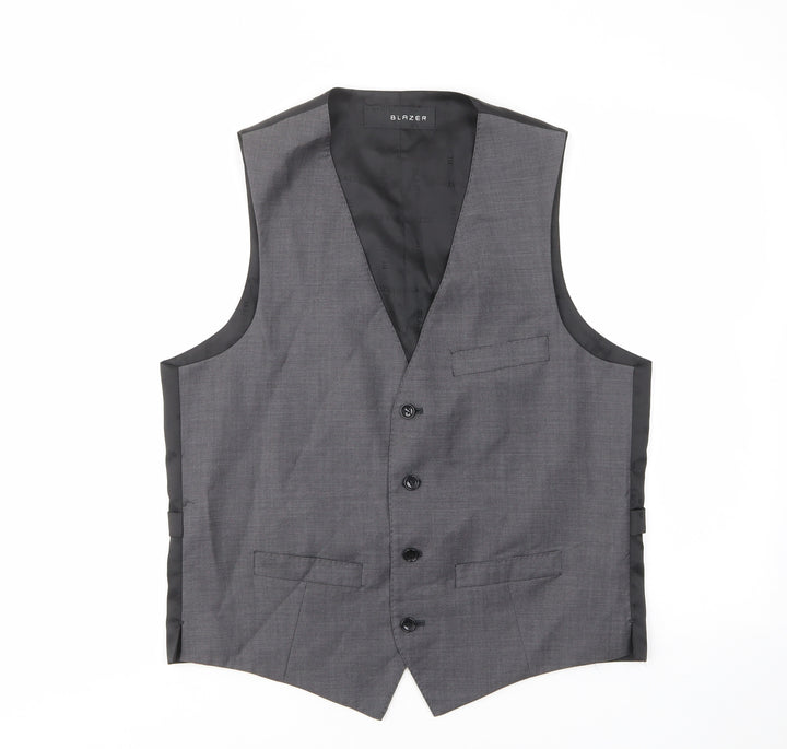 Blazer Mens Grey Wool Jacket Suit Waistcoat Size M Regular