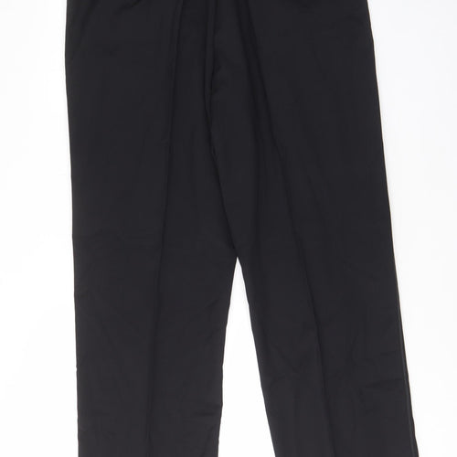 Black n White Mens Black Wool Trousers Size 40 in L32 in Regular Zip - Pleated, Pockets