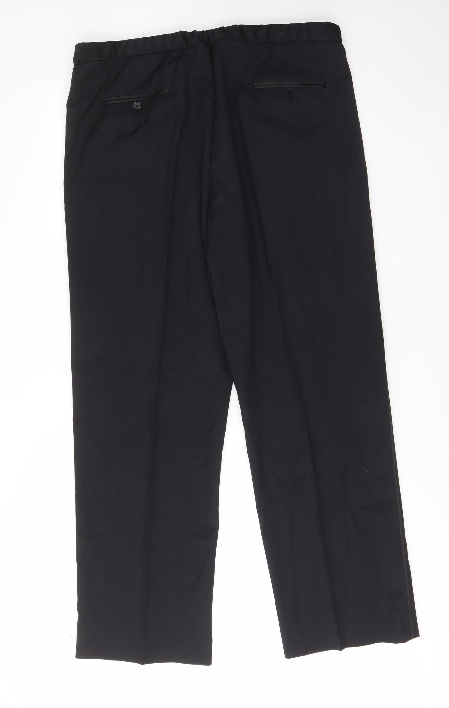 Black n White Mens Black Wool Trousers Size 40 in L32 in Regular Zip - Pleated, Pockets