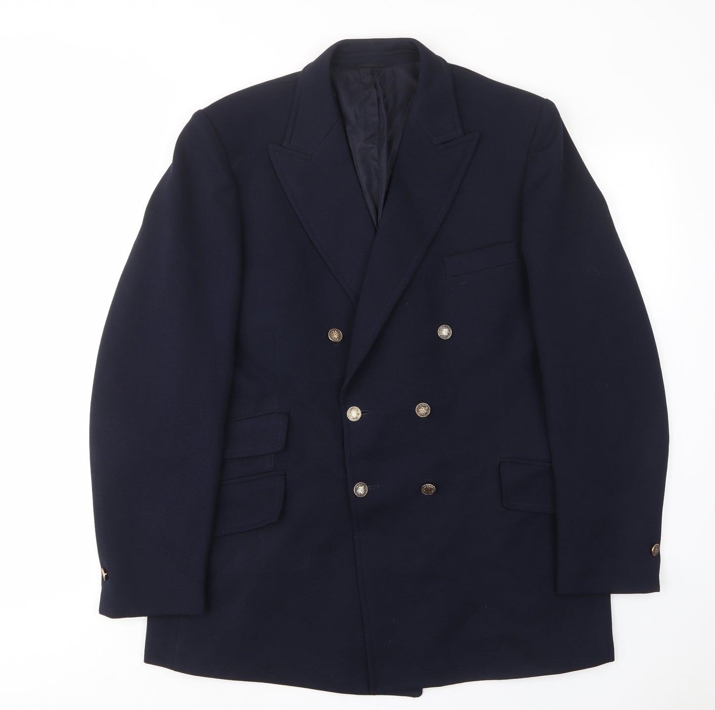 Handgrade Mens Blue Polyester Jacket Suit Jacket Size 40 Regular - Pockets