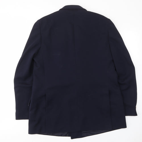 Handgrade Mens Blue Polyester Jacket Suit Jacket Size 40 Regular - Pockets