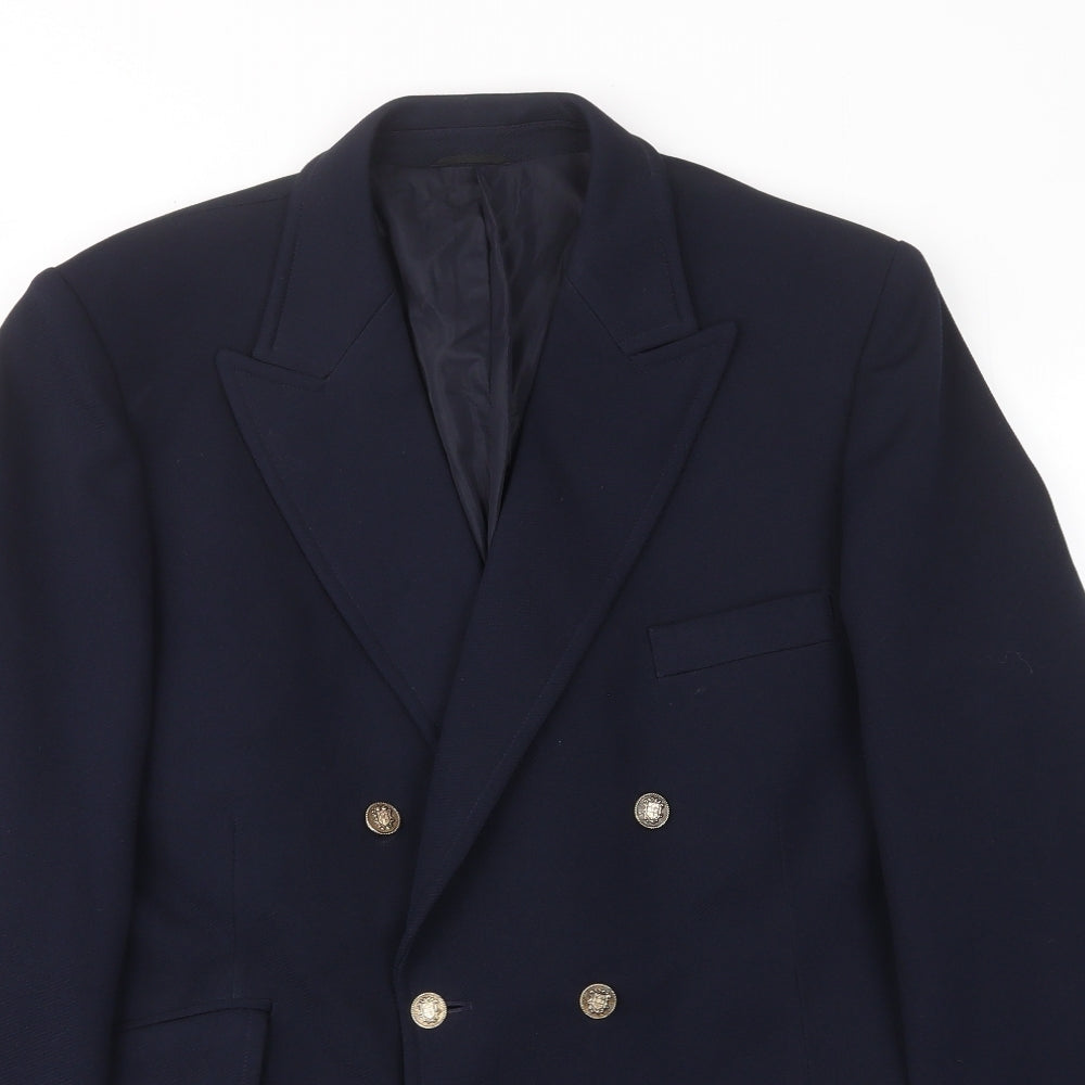 Handgrade Mens Blue Polyester Jacket Suit Jacket Size 40 Regular - Pockets