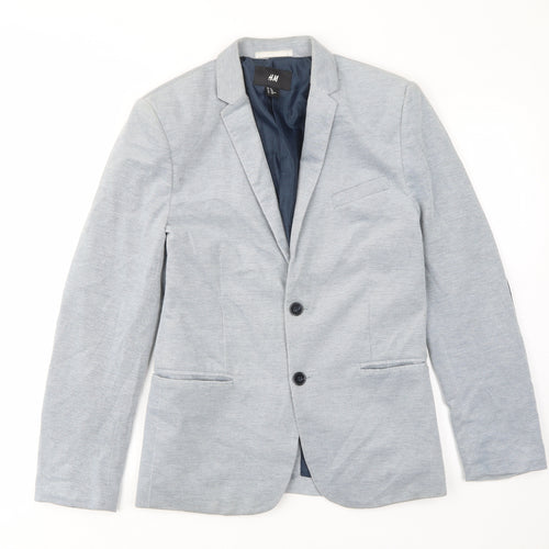 H&M Mens Blue Polyester Jacket Suit Jacket Size 34 Regular - Pockets