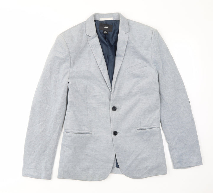 H&M Mens Blue Polyester Jacket Suit Jacket Size 34 Regular - Pockets