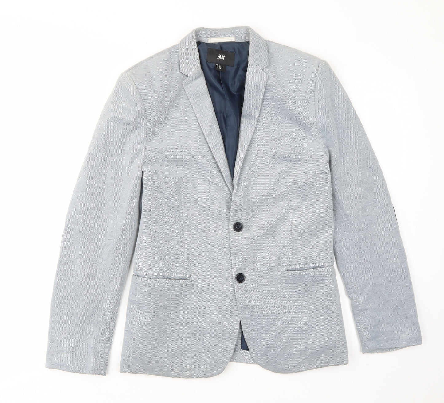 H&M Mens Blue Polyester Jacket Suit Jacket Size 34 Regular - Pockets