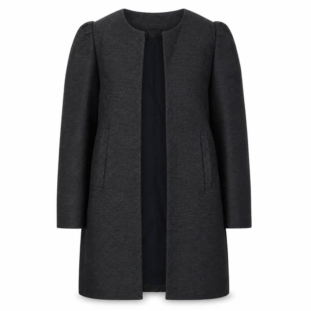 Front view of Zara women’s black jacket, size S, - open