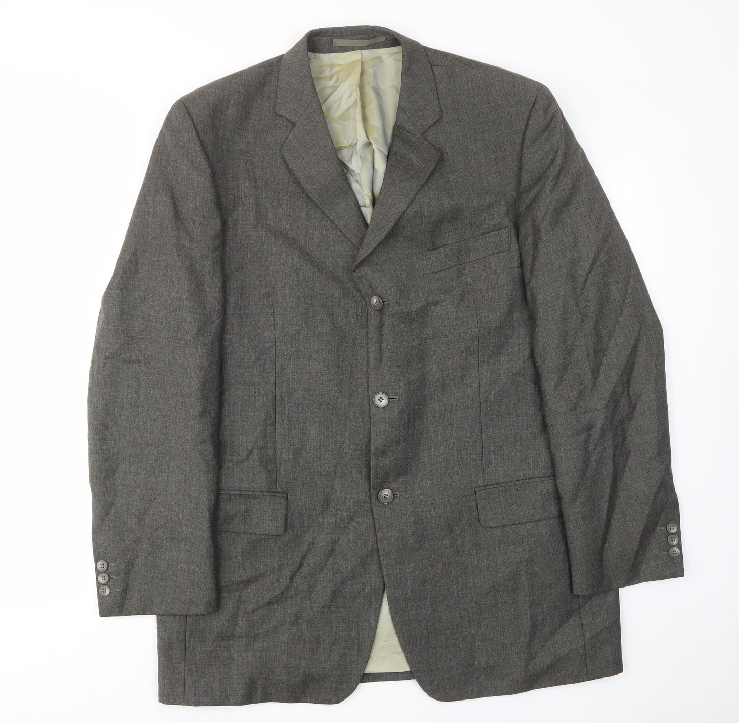 Karl Jackson Mens Grey Wool Jacket Suit Jacket Size 42 Regular - Inside pockets