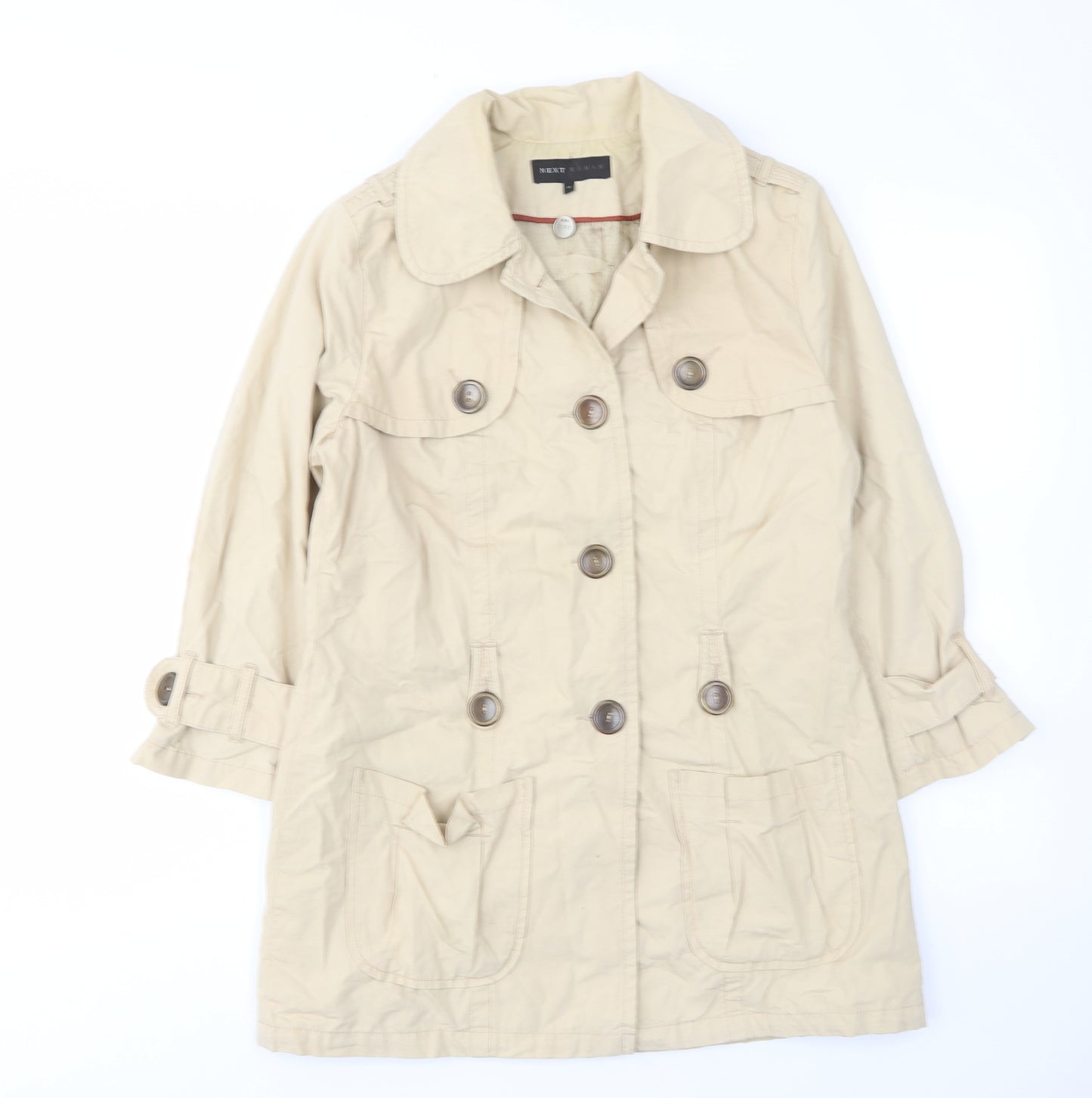 NEXT Womens Beige Military Jacket Jacket Size 10 Button - Pockets, Buttons, Collared