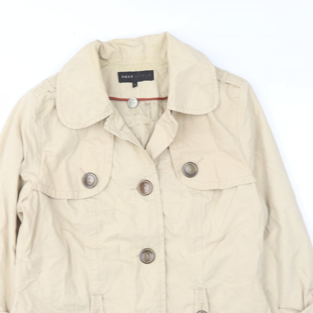 NEXT Womens Beige Military Jacket Jacket Size 10 Button - Pockets, Buttons, Collared
