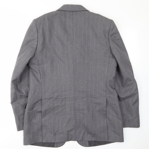 Greenwoods Mens Grey Striped Wool Jacket Suit Jacket Size 42 Regular - Inside pockets