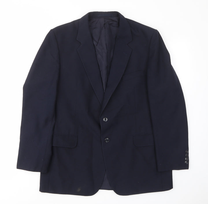 St Michael Mens Blue Wool Jacket Suit Jacket Size 42 Regular - Inside pockets
