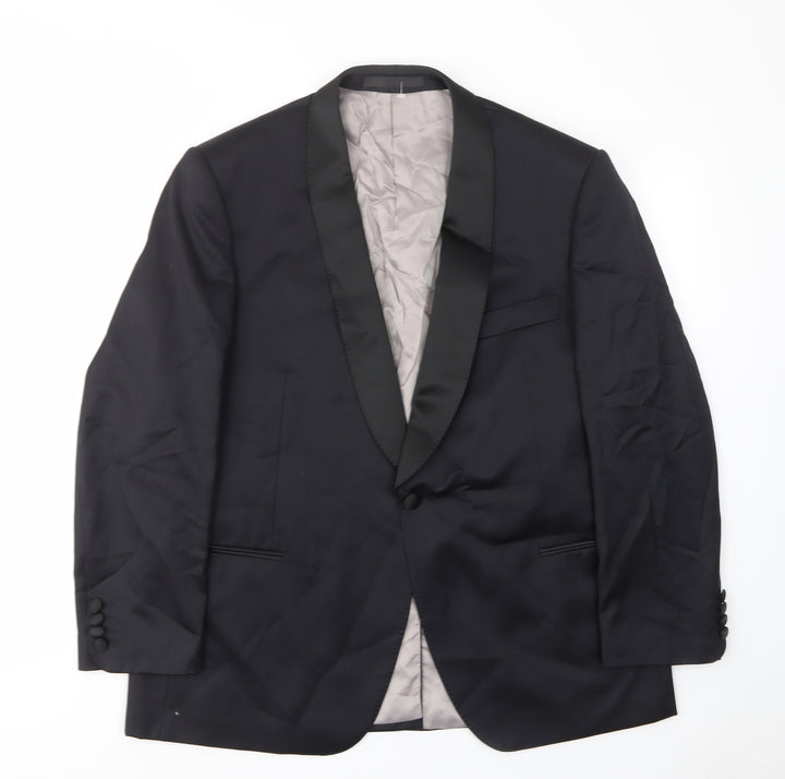 Marks and Spencer Mens Black Wool Jacket Suit Jacket Size 44 Regular - Inside pockets