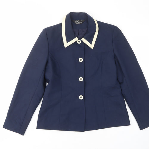 Style File Womens Blue Jacket Size 10 Button - Collared