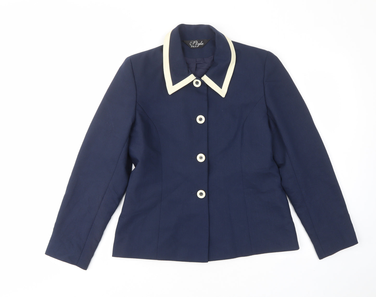 Style File Womens Blue Jacket Size 10 Button - Collared