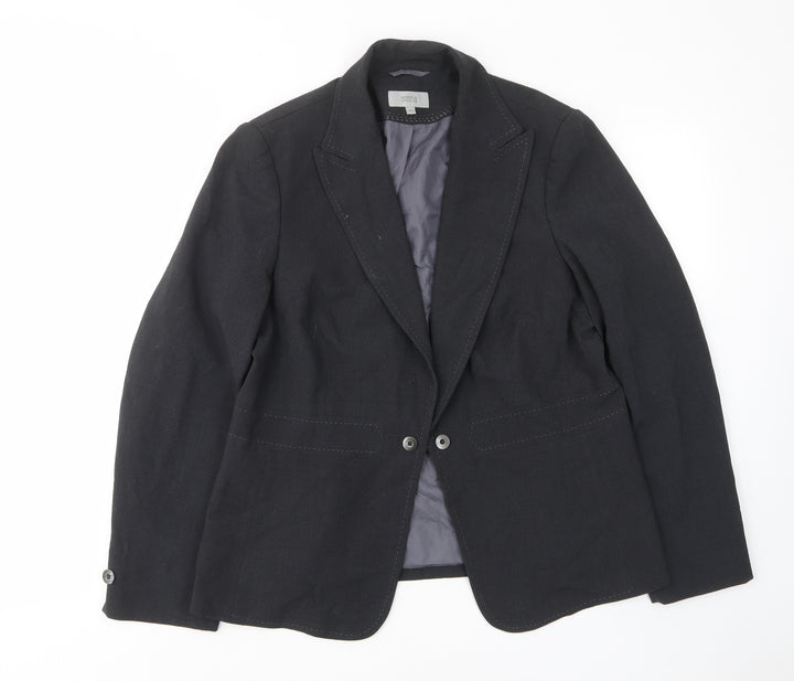 Marks and Spencer Womens Grey Jacket Blazer Size 18 Hook & Eye - Buttons, Embroided