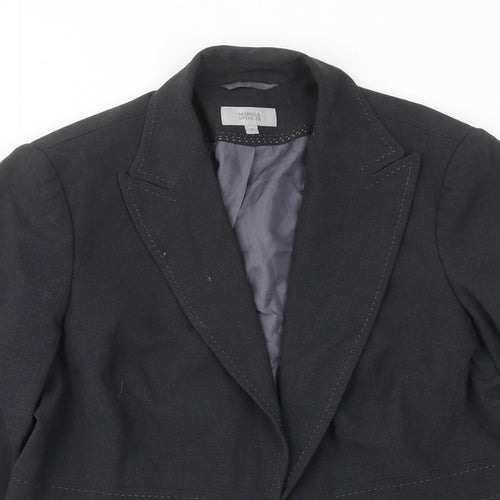 Marks and Spencer Womens Grey Jacket Blazer Size 18 Hook & Eye - Buttons, Embroided