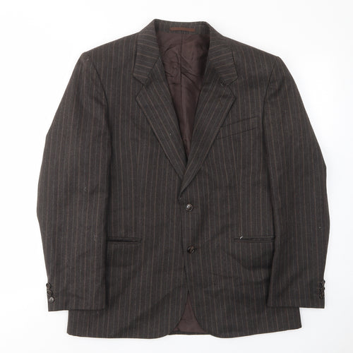 Turo Mens Brown Striped Wool Jacket Suit Jacket Size 40 Regular - Inside pockets