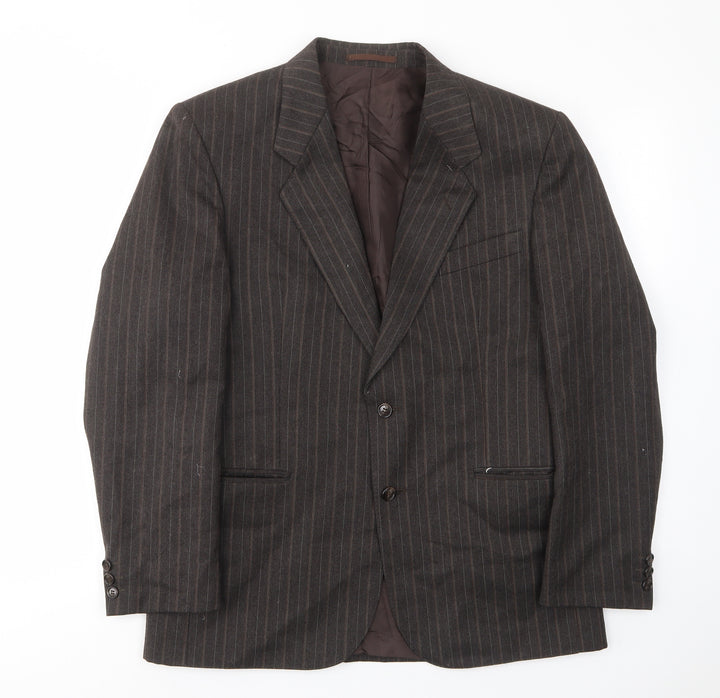 Turo Mens Brown Striped Wool Jacket Suit Jacket Size 40 Regular - Inside pockets