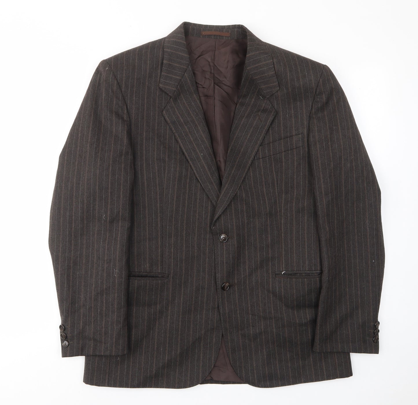 Turo Mens Brown Striped Wool Jacket Suit Jacket Size 40 Regular - Inside pockets