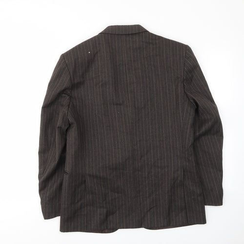 Turo Mens Brown Striped Wool Jacket Suit Jacket Size 40 Regular - Inside pockets