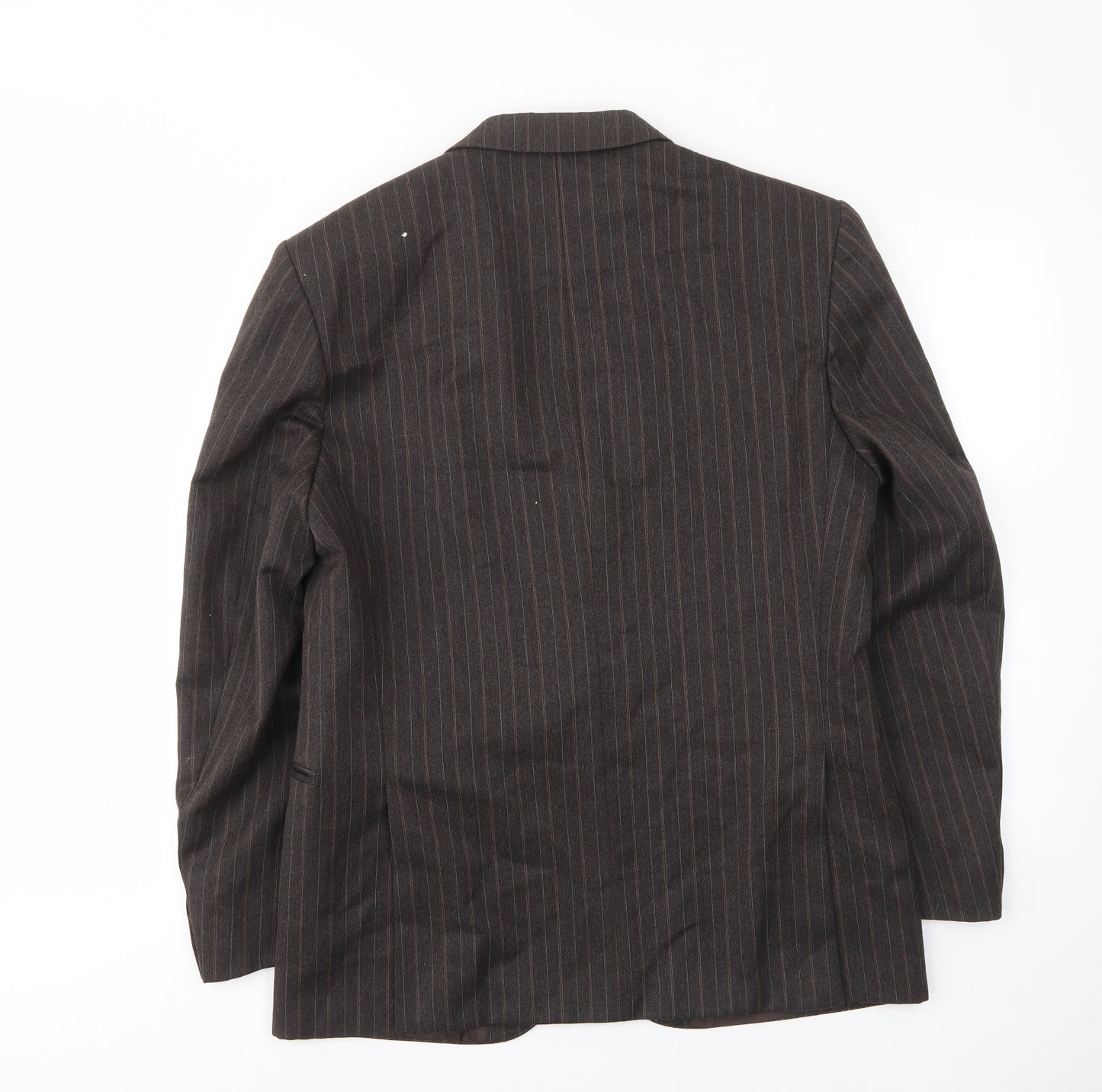 Turo Mens Brown Striped Wool Jacket Suit Jacket Size 40 Regular - Inside pockets