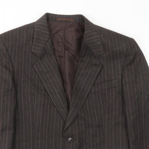 Turo Mens Brown Striped Wool Jacket Suit Jacket Size 40 Regular - Inside pockets