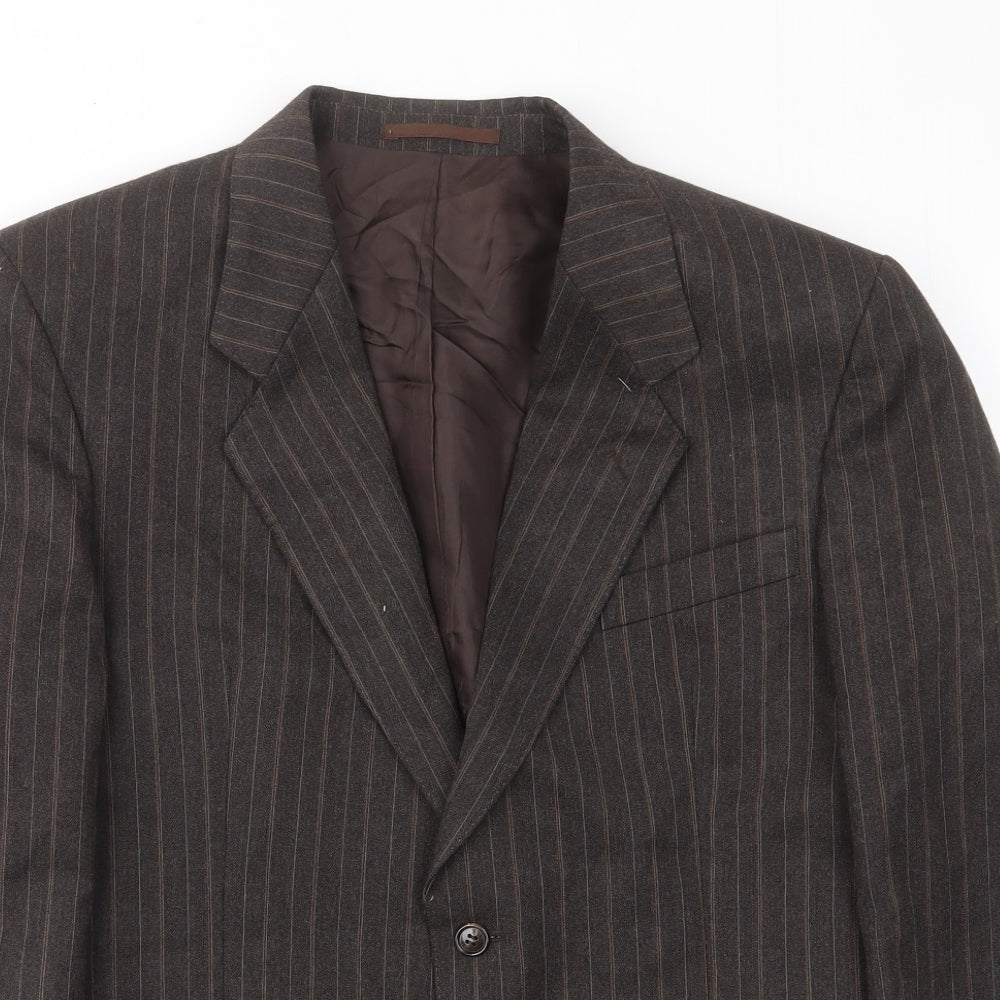 Turo Mens Brown Striped Wool Jacket Suit Jacket Size 40 Regular - Inside pockets