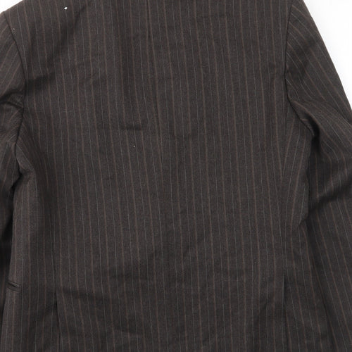 Turo Mens Brown Striped Wool Jacket Suit Jacket Size 40 Regular - Inside pockets